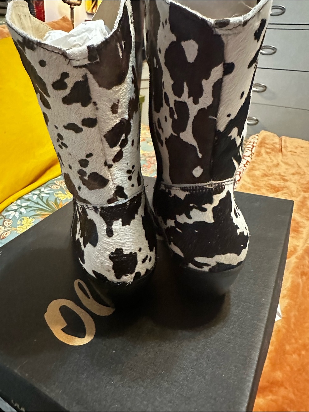 Cowprint Calf Length - Black & White